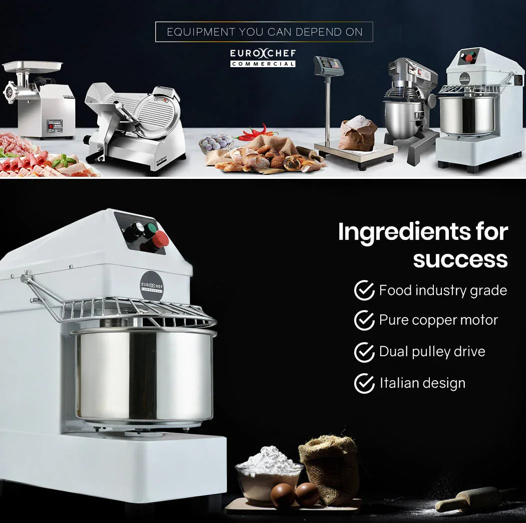 EUROCHEF 10L Spiral Dough Mixer Commercial Machine Bakery Kneader Small Litre - Mekamart Australia