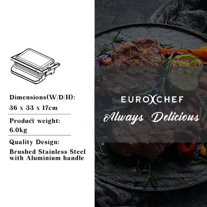 EUROCHEF Smart Multi Contact Grill Sandwich Press Panini Waffle Maker Griddle Stainless Steel - Mekamart Australia