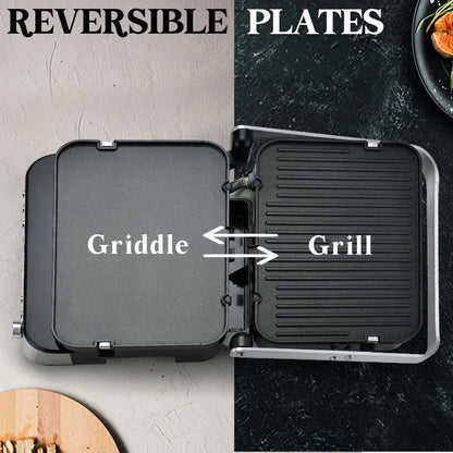 EUROCHEF Smart Multi Contact Grill Sandwich Press Panini Waffle Maker Griddle Stainless Steel - Mekamart Australia
