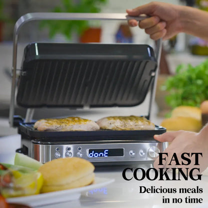 EUROCHEF Smart Multi Contact Grill Sandwich Press Panini Waffle Maker Griddle Stainless Steel - Mekamart Australia
