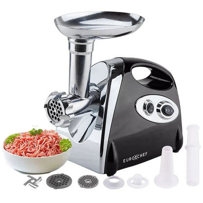 EUROCHEF Electric Meat Grinder, Stainless Steel Mincer Sausage Filler Kibbe Maker, Black - Mekamart Australia