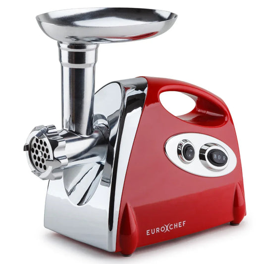 EUROCHEF Electric Meat Grinder, Stainless Steel Mincer Sausage Filler Kibbe Maker, Red - Mekamart Australia
