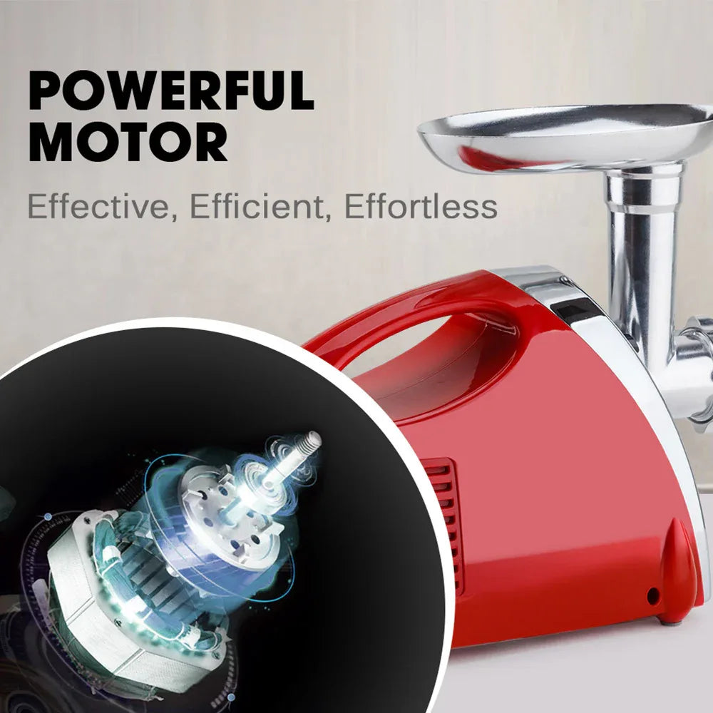 EUROCHEF Electric Meat Grinder, Stainless Steel Mincer Sausage Filler Kibbe Maker, Red - Mekamart Australia