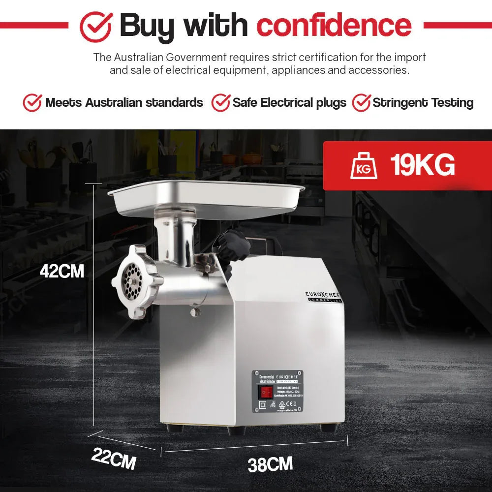 EUROCHEF Meat Grinder Mincer Food Commercial Electric Machine Chopper Shredder - Mekamart Australia