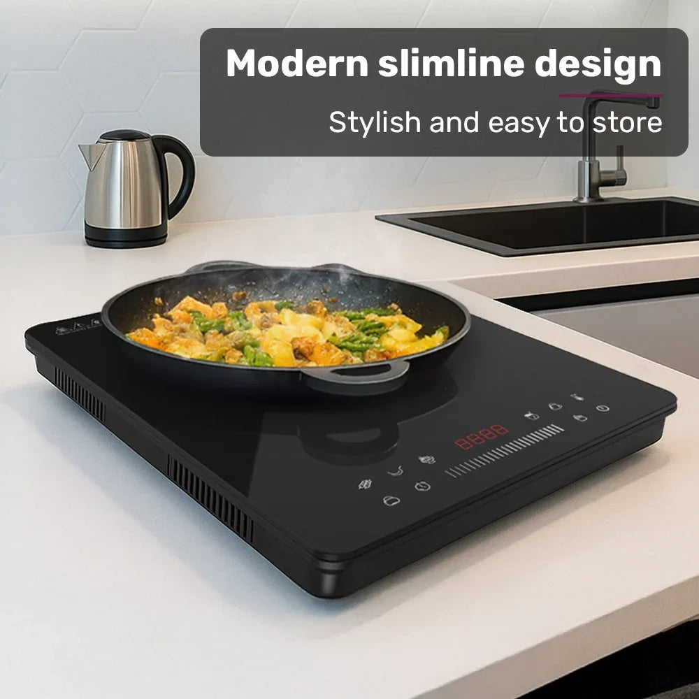EUROCHEF Induction Cooktop, 2000W, 9 Heat Levels, Fast Electric Portable Cooker, Touch Controls with Slider - Mekamart Australia