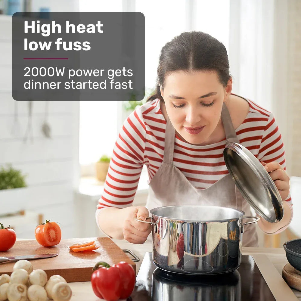 EUROCHEF Induction Cooktop, 2000W, 9 Heat Levels, Fast Electric Portable Cooker, Touch Controls with Slider - Mekamart Australia