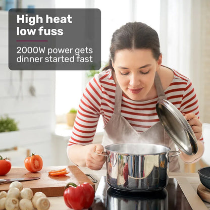 EUROCHEF Induction Cooktop, 2000W, 9 Heat Levels, Fast Electric Portable Cooker, Touch Controls with Slider - Mekamart Australia