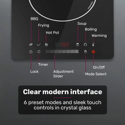EUROCHEF Induction Cooktop, 2000W, 9 Heat Levels, Fast Electric Portable Cooker, Touch Controls with Slider - Mekamart Australia