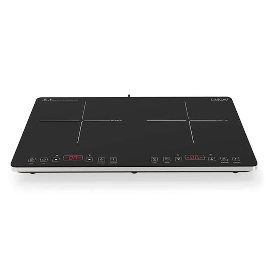 EUROCHEF Double Induction Cooktop, 9 Heat Levels, Fast Electric Portable Cooker, Touch Controls, Standard 10A Power Plug - Mekamart Australia