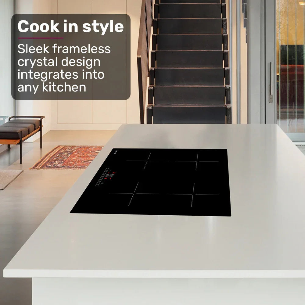 EuroChef 60cm 4 Zone Induction Cooktop, 6800W Electric, Touch Controls - Mekamart Australia