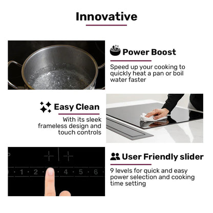 EuroChef 60cm 4 Zone Induction Cooktop, 6800W Electric, Touch Controls - Mekamart Australia