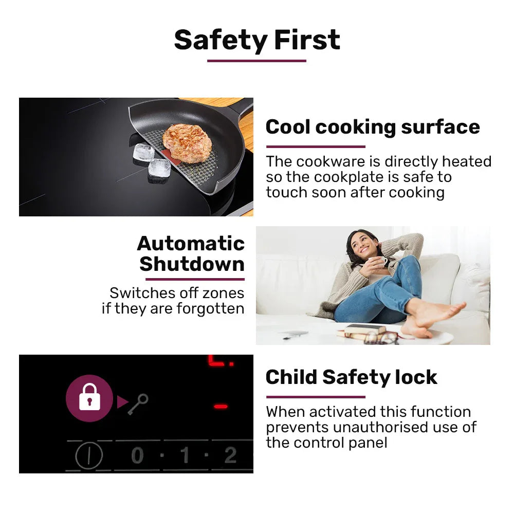 EuroChef 60cm 4 Zone Induction Cooktop, 6800W Electric, Touch Controls - Mekamart Australia