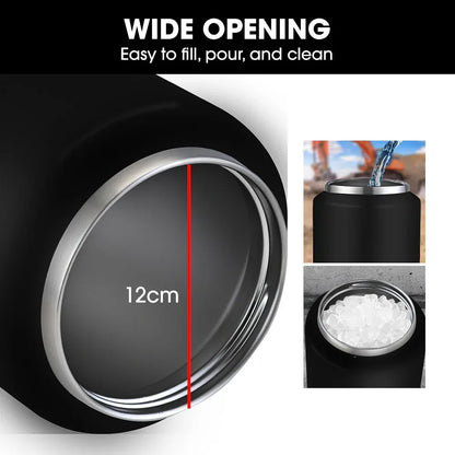 BAUMR-AG 3.8L Double Wall Insulated Stainless Steel Water Bottle, Drink Jug with Handle, Black - Mekamart Australia