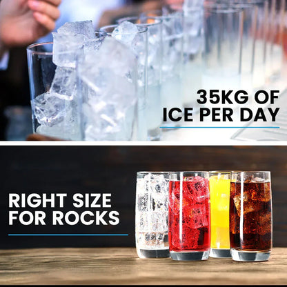 POLYCOOL Commercial Ice Maker Machine, up to 35kg/24hr, Timer & Self Cleaning Programs - Mekamart Australia