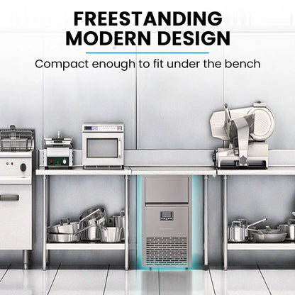 POLYCOOL Commercial Ice Maker Machine, up to 75kg/24hr, Timer & Self Cleaning Programs - Mekamart Australia