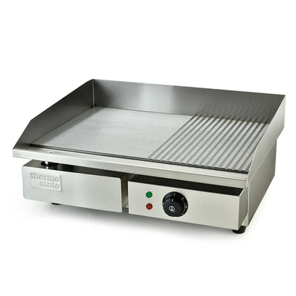 THERMOMATE Commercial Electric Griddle TH-G04, 2400W 55x35cm Half Ribbed Surface - Mekamart Australia
