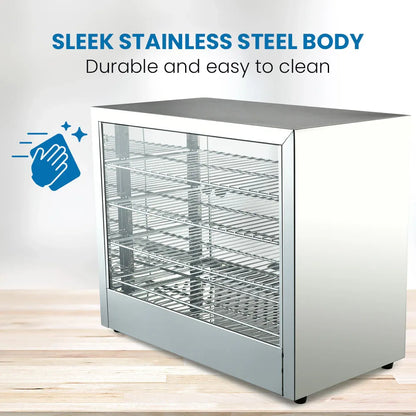 EUROCHEF Electric Food Warmer Display, 1000W, 4-Tier Stainless Steel - Mekamart Australia