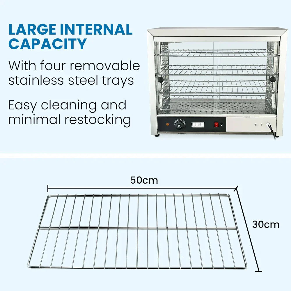 EUROCHEF Electric Food Warmer Display, 1000W, 4-Tier Stainless Steel - Mekamart Australia