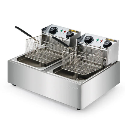 EuroChef Commercial Electric Deep Fryer Twin Frying Basket Chip Cooker Fry - Mekamart Australia