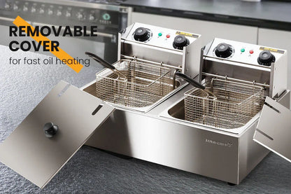 EuroChef Commercial Electric Deep Fryer Twin Frying Basket Chip Cooker Fry - Mekamart Australia