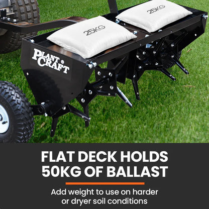 PlantCraft Tow Behind Plug Lawn Aerator 1m (40") Wide, Universal Hitch for Ride on Mower, Garden Tractor - Mekamart Australia