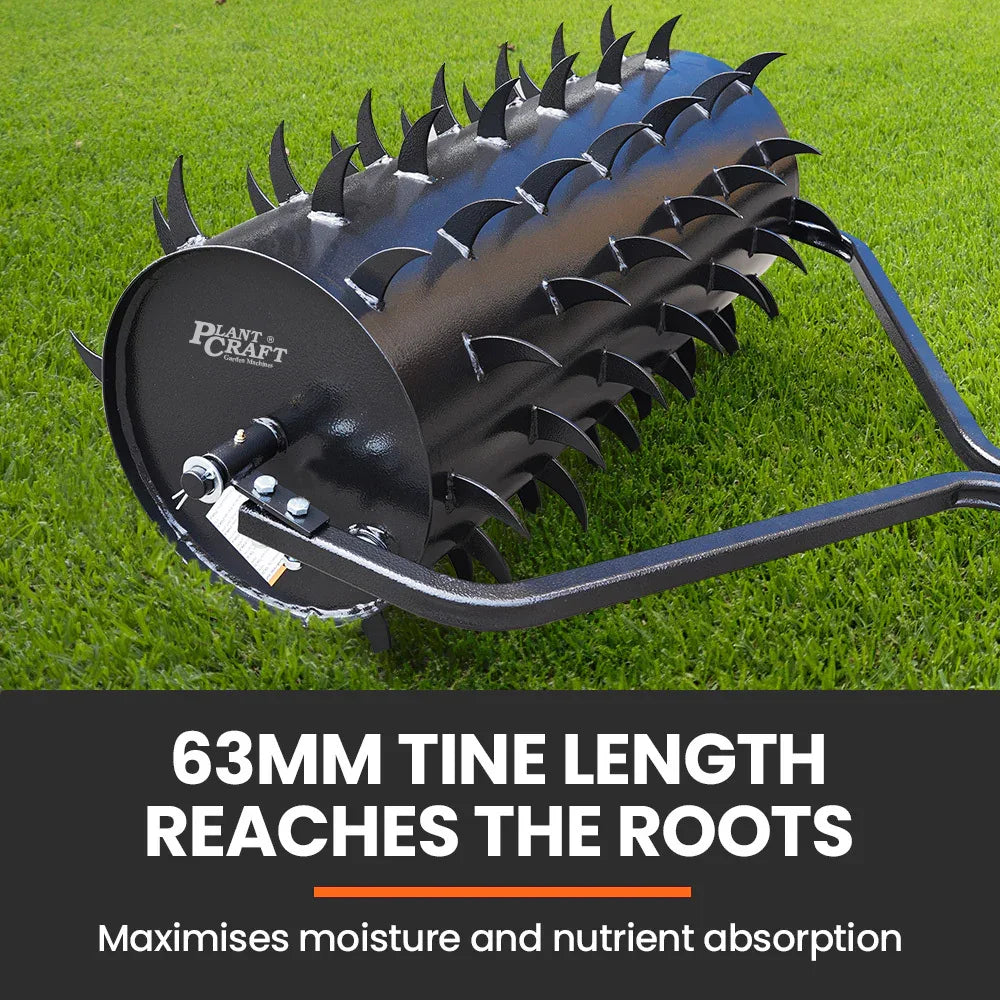 PlantCraft Tow Behind Lawn Roller Spike Aerator 36" Wide, Universal Hitch for Ride on Mower, Garden Tractor - Mekamart Australia