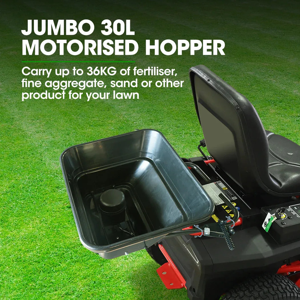 PLANTCRAFT Spreader 12V 36kg 30L Lawn Seed Fertiliser, for ATV, Ride on Mower, with Rain Cover - Mekamart Australia