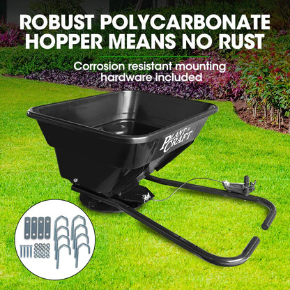 PLANTCRAFT Spreader 12V 36kg 30L Lawn Seed Fertiliser, for ATV, Ride on Mower, with Rain Cover - Mekamart Australia