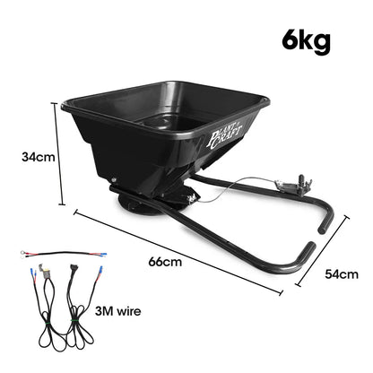 PLANTCRAFT Spreader 12V 36kg 30L Lawn Seed Fertiliser, for ATV, Ride on Mower, with Rain Cover - Mekamart Australia