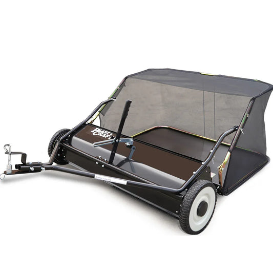 PlantCraft Lawn Sweeper 38" Wide, Tow Behind Leaf and Grass Clipping Collector, Universal Hitch for Ride on Mower, Garden Tractor - Mekamart Australia