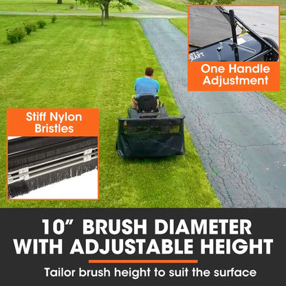 PlantCraft Lawn Sweeper 38" Wide, Tow Behind Leaf and Grass Clipping Collector, Universal Hitch for Ride on Mower, Garden Tractor - Mekamart Australia