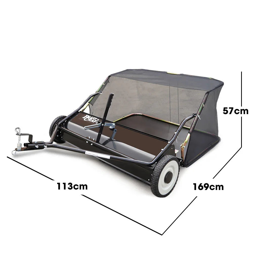 PlantCraft Lawn Sweeper 38" Wide, Tow Behind Leaf and Grass Clipping Collector, Universal Hitch for Ride on Mower, Garden Tractor - Mekamart Australia