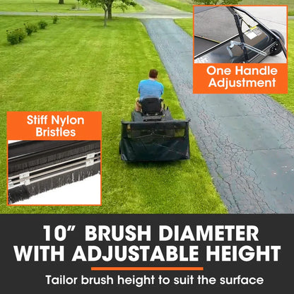 PlantCraft Lawn Sweeper 48" Wide, Tow Behind Leaf and Grass Clipping Collector, Universal Hitch for Ride on Mower, Garden Tractor - Mekamart Australia