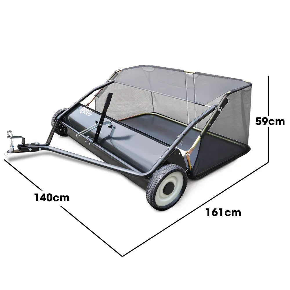 PlantCraft Lawn Sweeper 48" Wide, Tow Behind Leaf and Grass Clipping Collector, Universal Hitch for Ride on Mower, Garden Tractor - Mekamart Australia