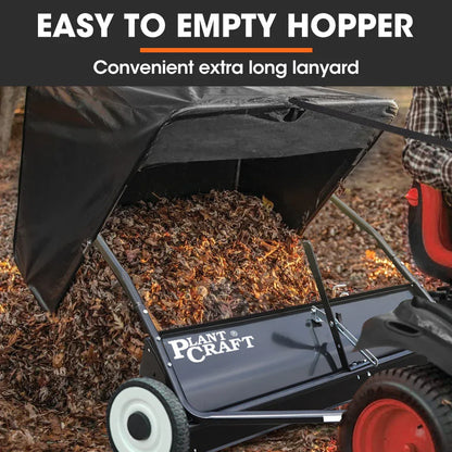PlantCraft Lawn Sweeper 48" Wide, Tow Behind Leaf and Grass Clipping Collector, Universal Hitch for Ride on Mower, Garden Tractor - Mekamart Australia