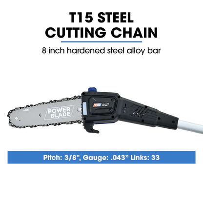 POWERBLADE 20V Cordless Pole Saw & Hedge Trimmer Combo, 8" Chainsaw Pruner & 20" Hedger, Telescopic Handle, Battery and Fast Charger Kit - Mekamart Australia