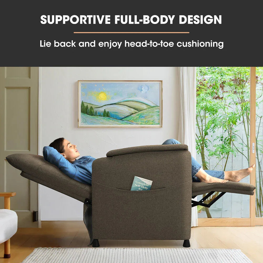 FORTIA Electric Armchair Recliner, Single Fabric Chair, Biege - Mekamart Australia