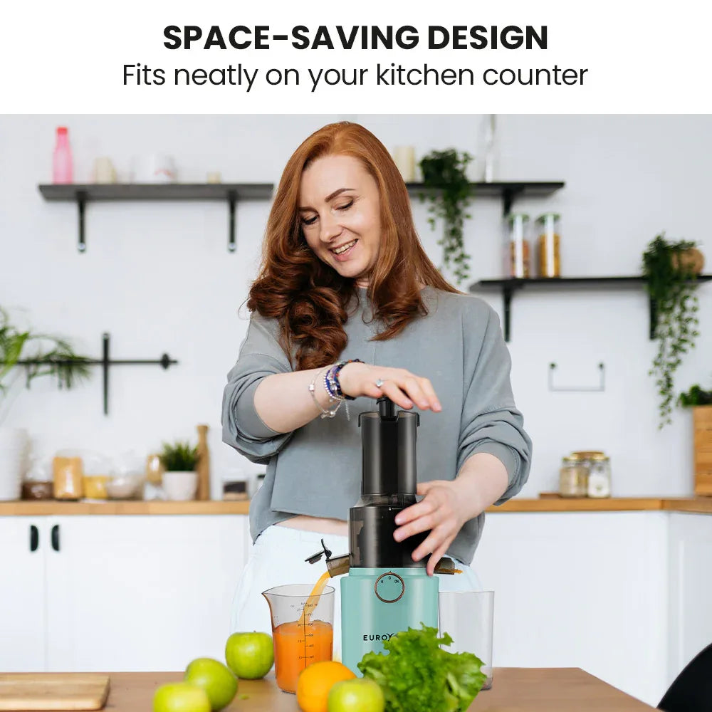 EUROCHEF Cold Press Slow Juicer Machine, Large Chute, 200W, Seafoam Green - Mekamart Australia