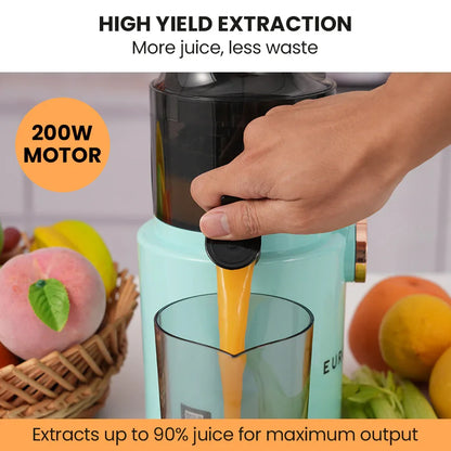 EUROCHEF Cold Press Slow Juicer Machine, Large Chute, 200W, Seafoam Green - Mekamart Australia