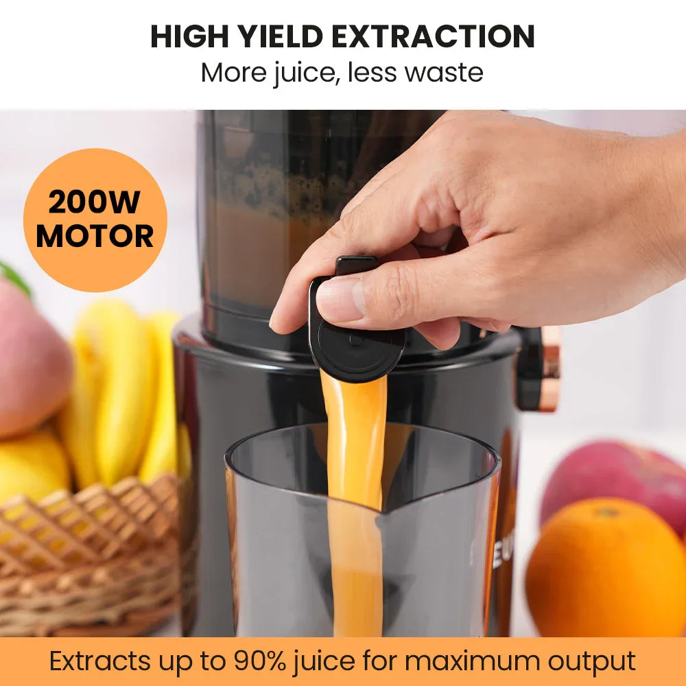 EUROCHEF Cold Press Slow Juicer Machine, Large Chute, 200W, Charcoal Grey - Mekamart Australia