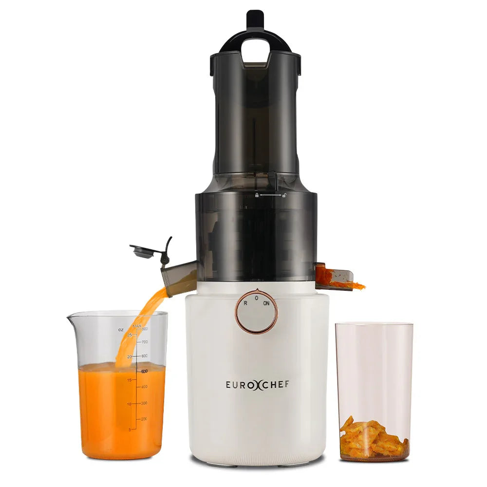 EUROCHEF Cold Press Slow Juicer Machine, Large Chute, 200W, White - Mekamart Australia
