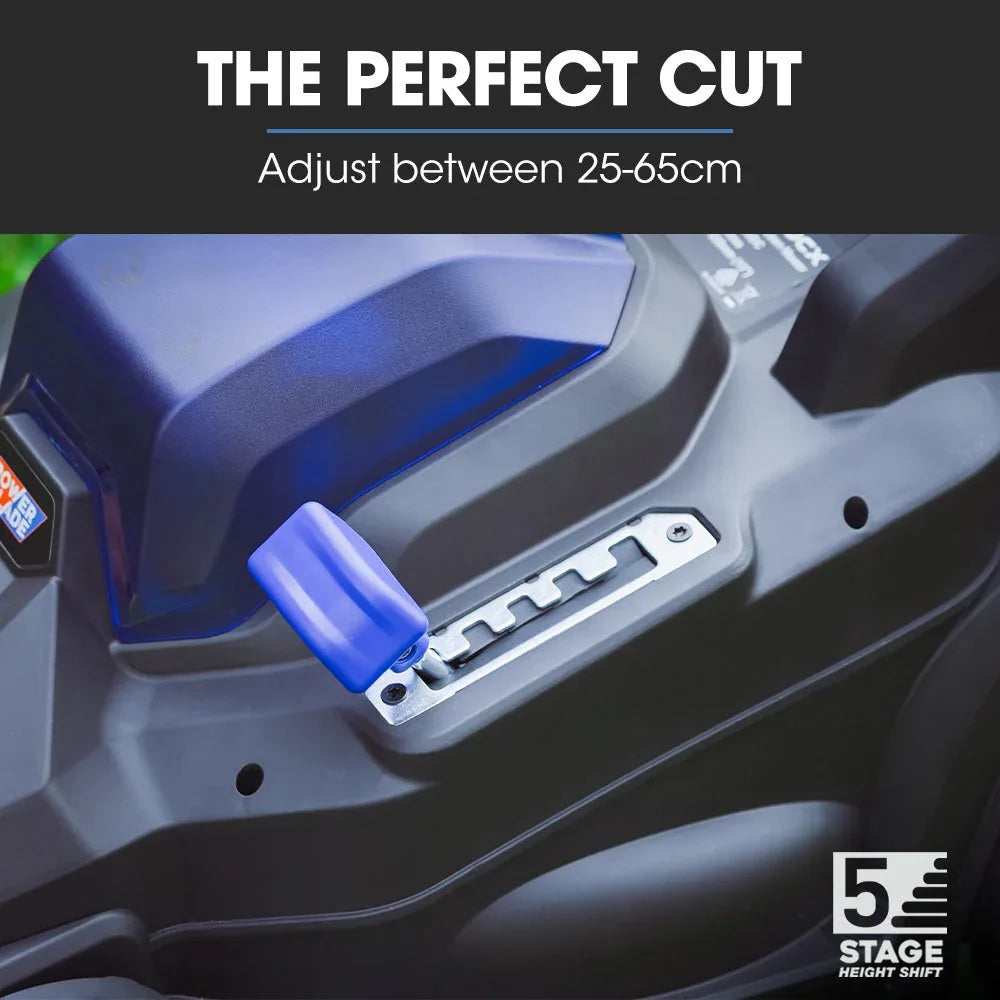 POWERBLADE 350CX 20V 13" Cordless Lawn Mower Kit, Fast Charger, 4Ah Battery, 5 Height, Brushless Electric, 330mm Cutting Path - Mekamart Australia