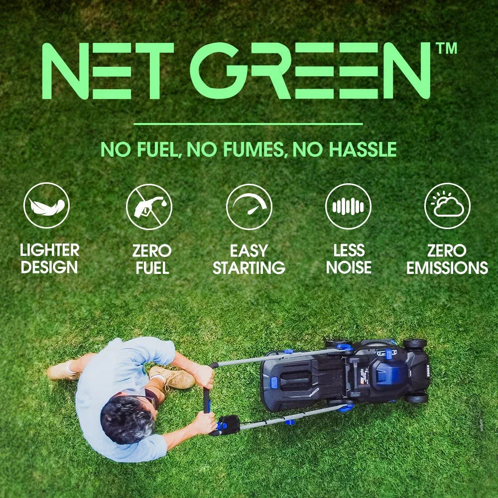 POWERBLADE 350CX 20V 13" Cordless Lawn Mower Kit, Fast Charger, 4Ah Battery, 5 Height, Brushless Electric, 330mm Cutting Path - Mekamart Australia