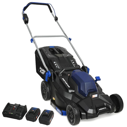 POWERBLADE 480CX 40V 17" Cordless Lawn Mower Kit, Fast Charger, 2 x 4Ah Batteries, 6 Stage Height, Brushless Electric, 430mm Cutting Path - Mekamart Australia