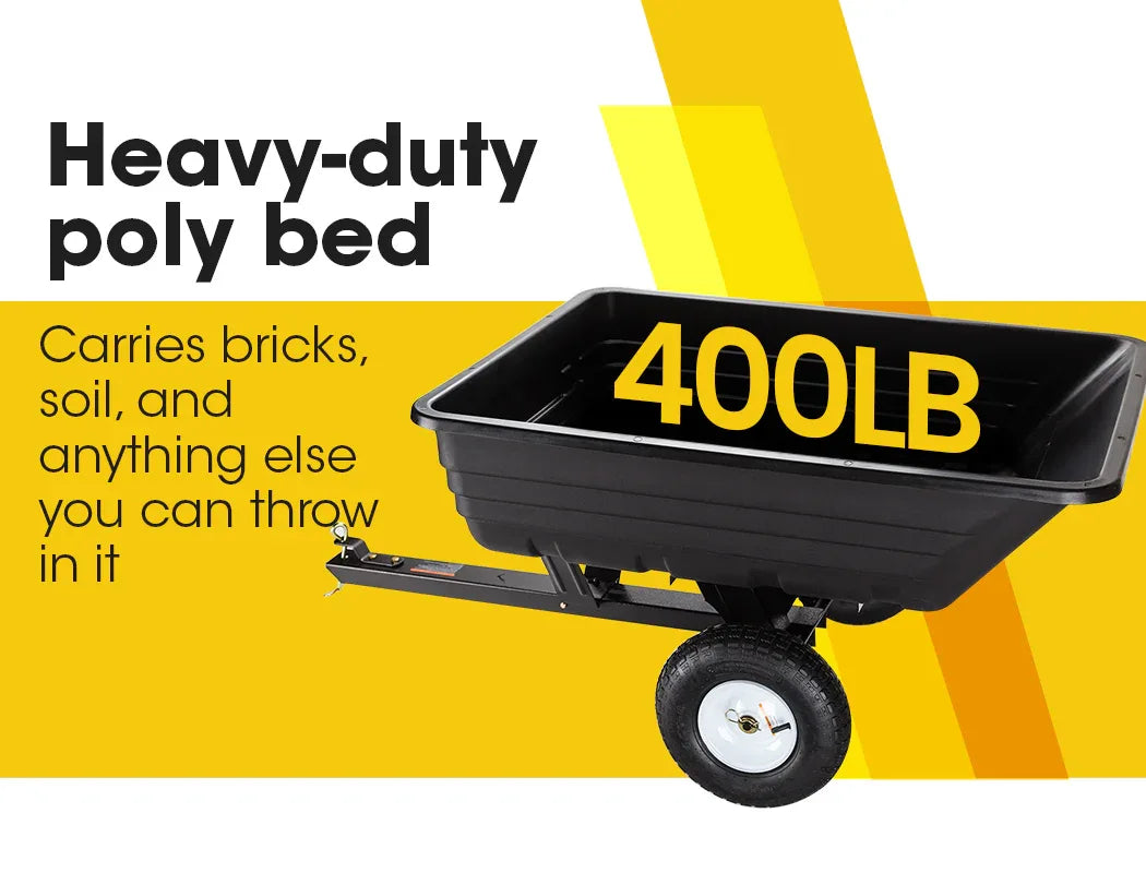 PLANTCRAFT 400LBS Poly Dump Cart Garden Tip Trailer Tray Tow Quad ATV Ride - Mekamart Australia