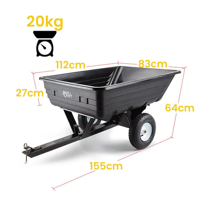 PLANTCRAFT 400LBS Poly Dump Cart Garden Tip Trailer Tray Tow Quad ATV Ride - Mekamart Australia