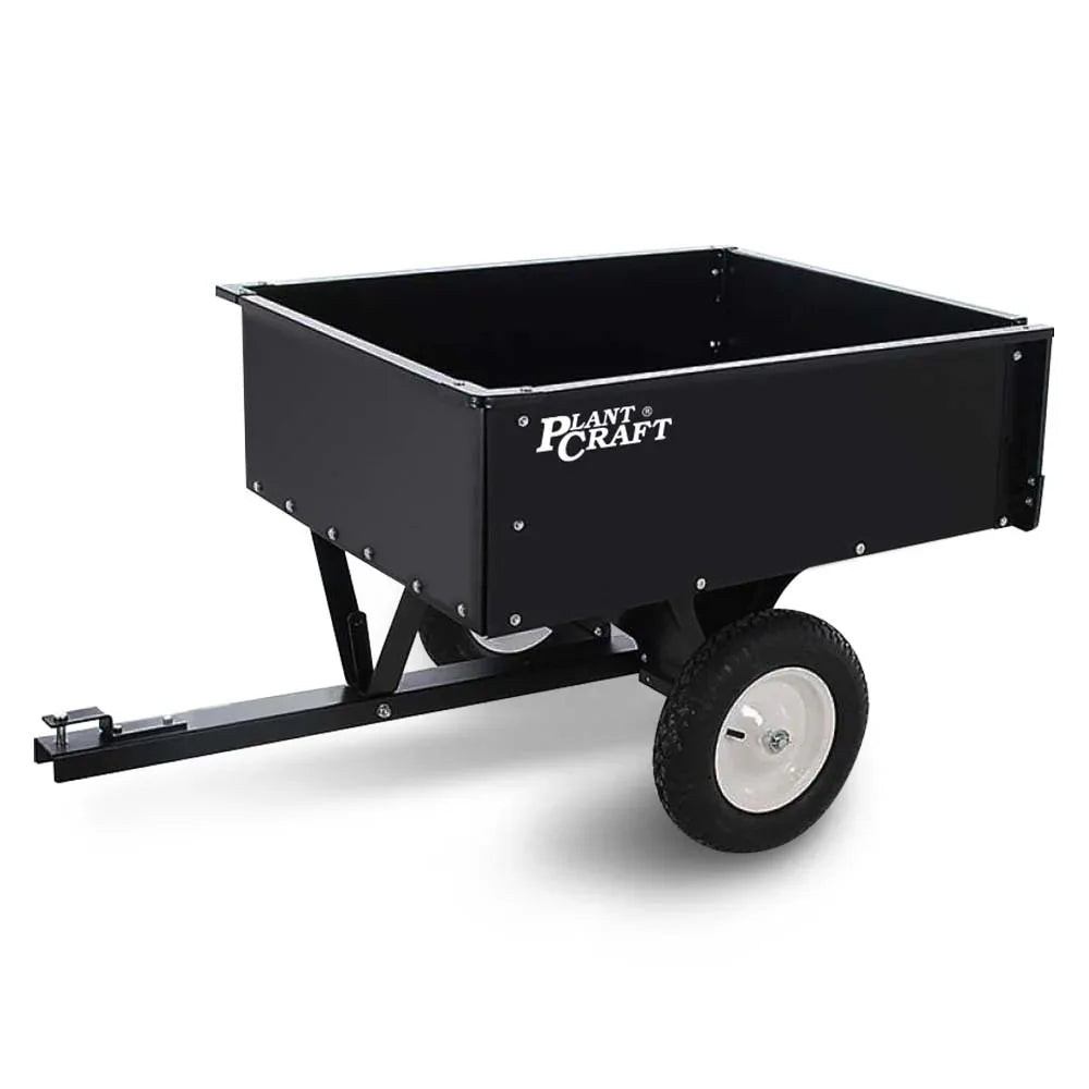PLANTCRAFT 270kg Capacity Metal Dump Cart Garden Lawn Yard Farm Trolley, Tow Behind Ride on Mower - Mekamart Australia