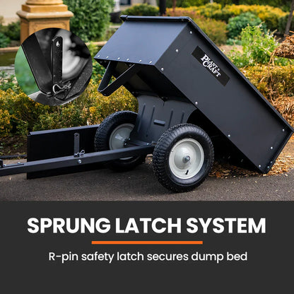 PLANTCRAFT 270kg Capacity Metal Dump Cart Garden Lawn Yard Farm Trolley, Tow Behind Ride on Mower - Mekamart Australia