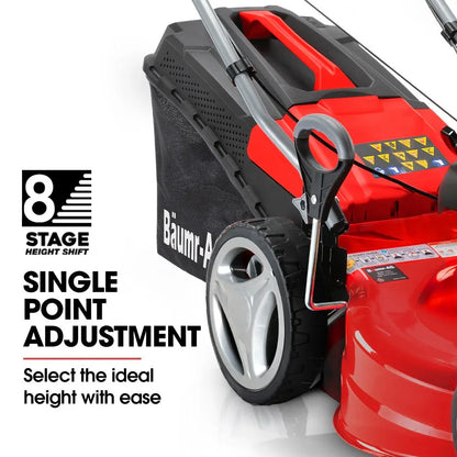BAUMR-AG 18" 150cc Lawn Mower, 8 Heights, Steel Deck, Cup Holders, 4-Stroke Petrol Lawnmower - 730EX - Mekamart Australia