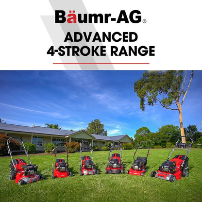 BAUMR-AG 18" 150cc Lawn Mower, 8 Heights, Steel Deck, Cup Holders, 4-Stroke Petrol Lawnmower - 730EX - Mekamart Australia